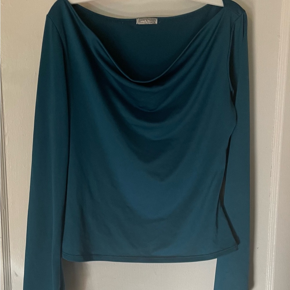 Elegant Teal Long Sleeve Blouse